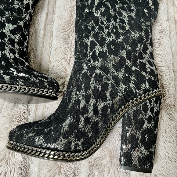 *NIB❗️Balmain Emma Leopard Sequin Over The Knee Boots - Picture 11 of 13